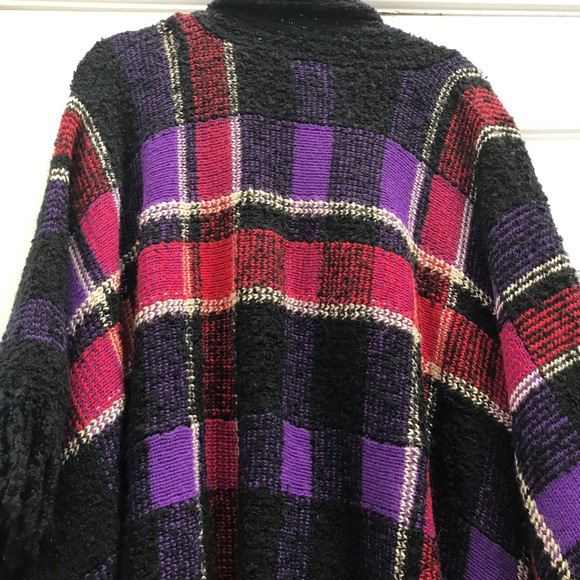 Sweater poncho by Ralph Lauren Plaid wool blend poncho Open sweater Size… - Picture 6 of 7
